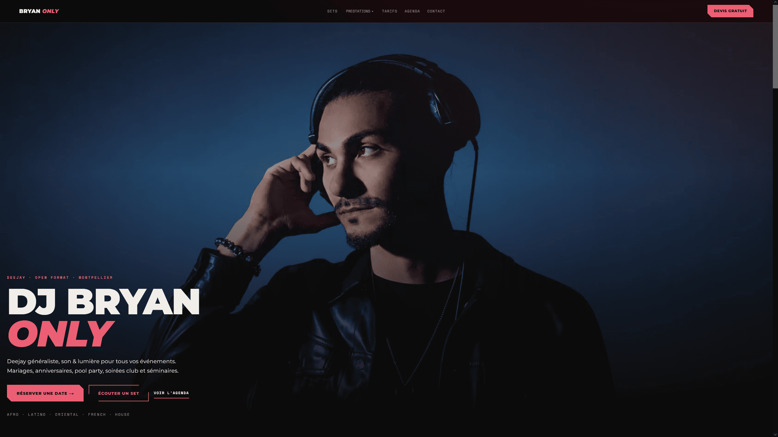 DJ Bryan Only — site vitrine créé par le studio web Fyconic